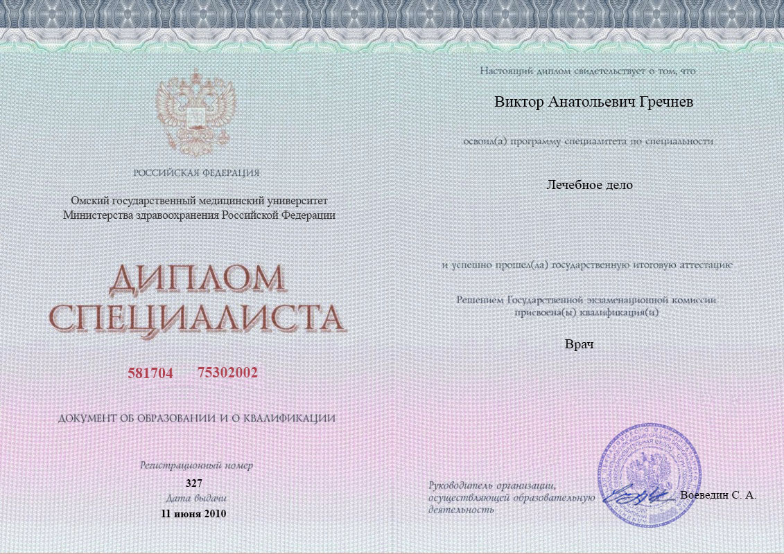 документы об образовании Виктор Анатольевич Гречнев